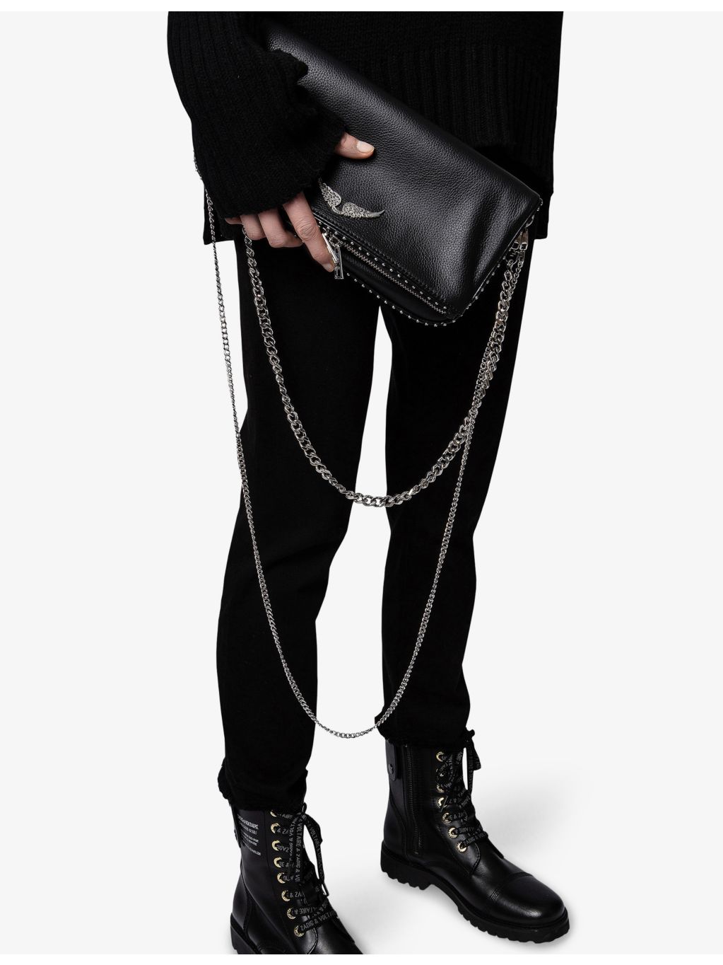 Zadig Voltaire Rock Stud leather shoulder bag, UK version