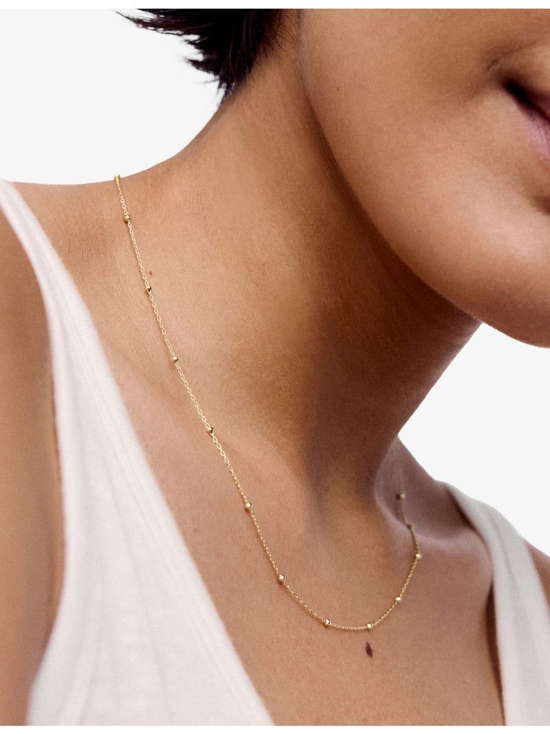 Monica Vinader beaded 14ct yellow-gold chain necklace 41-46cm (British brand)