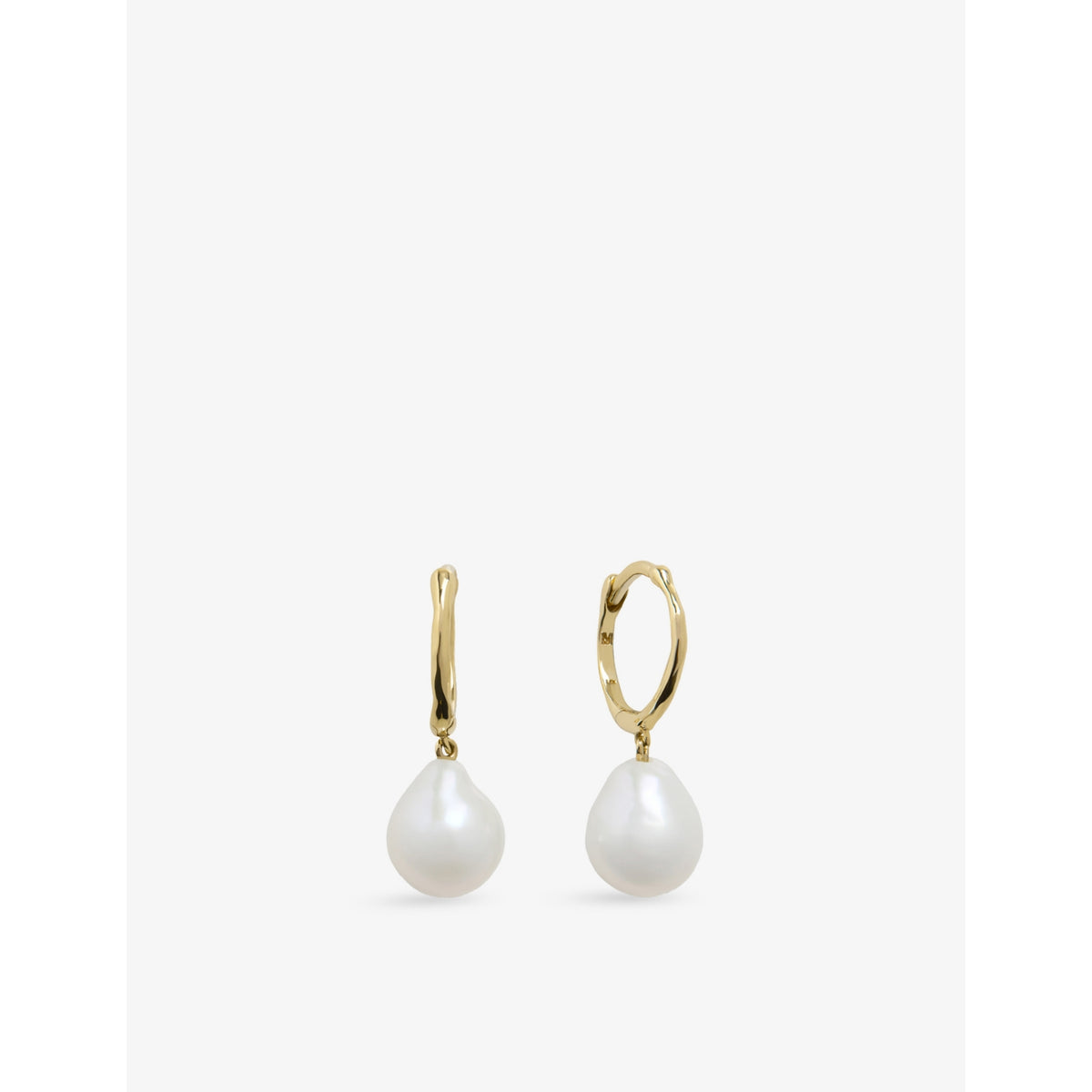 Monica Vinader small 14ct yellow-gold baroque pearl huggie earrings - British product