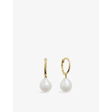 Monica Vinader small 14ct yellow-gold baroque pearl huggie earrings - British product
