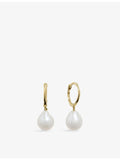 Monica Vinader small 14ct yellow-gold baroque pearl huggie earrings - British product