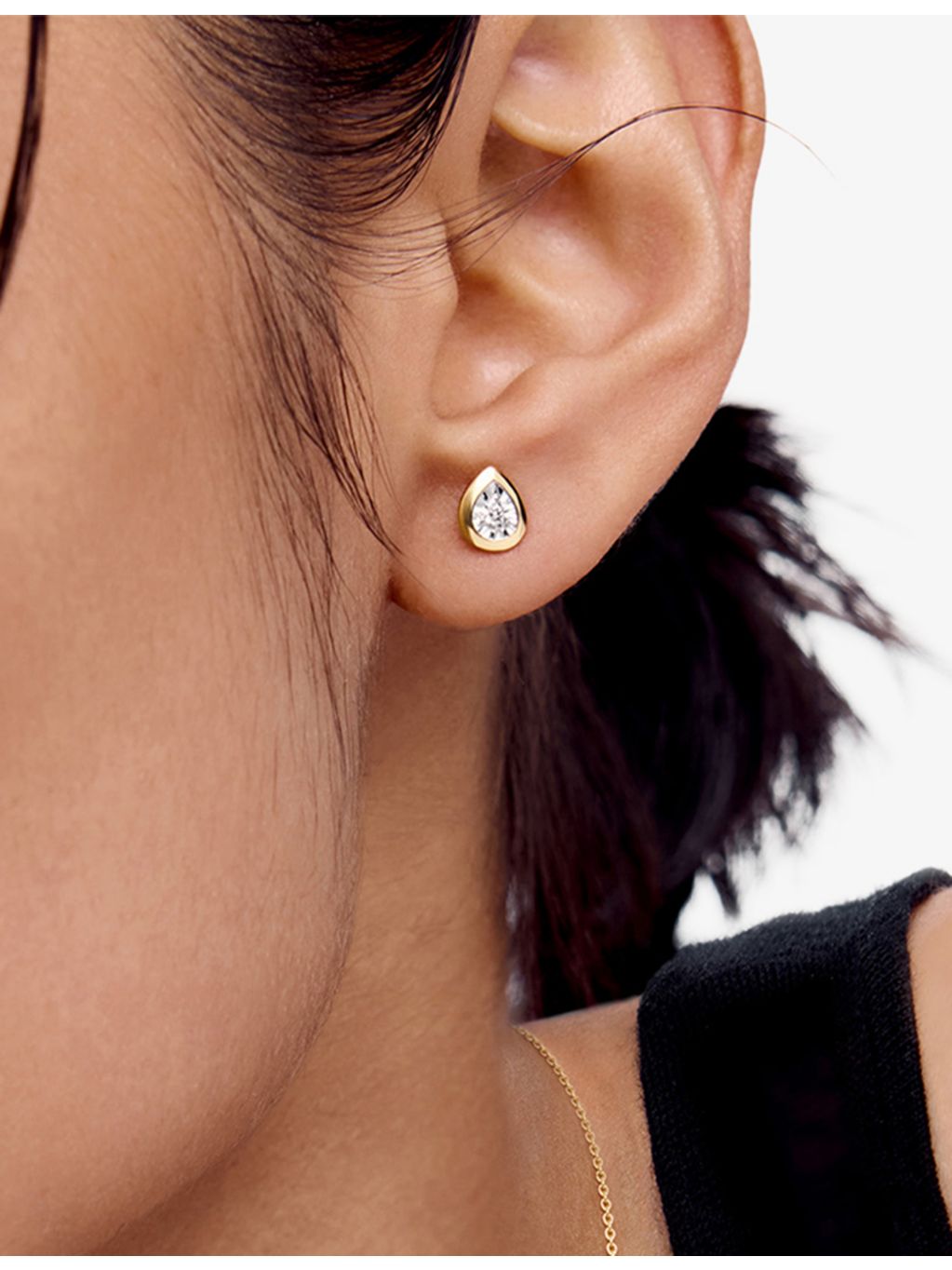 Monica Vinader pear-shaped lab-grown diamond stud earrings 0.13ct (British brand)