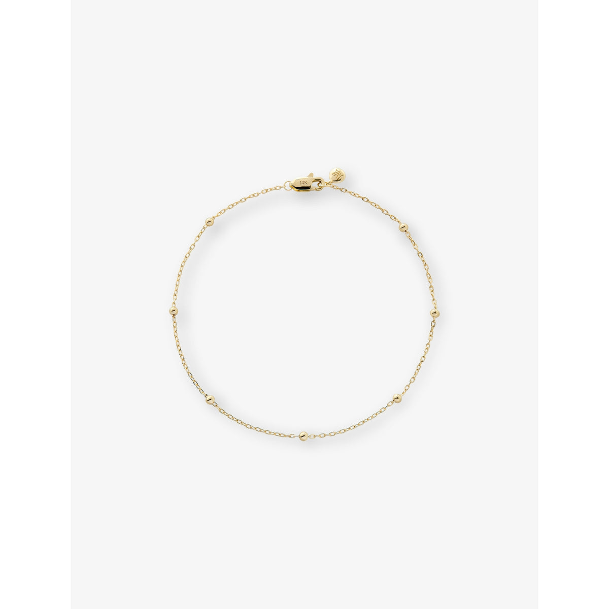 Beaded 14ct Solid-Gold Chain Bracelet - S