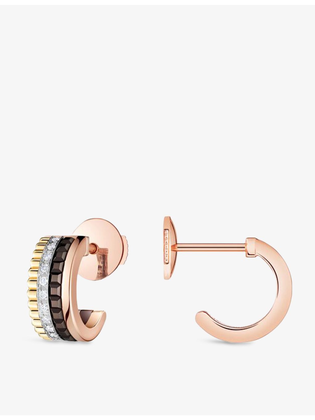 Boucheron Quatre Classique Mini diamond hoop earrings in 18ct gold, British product