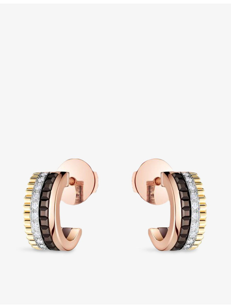 Boucheron Quatre Classique Mini diamond hoop earrings in 18ct gold, British product