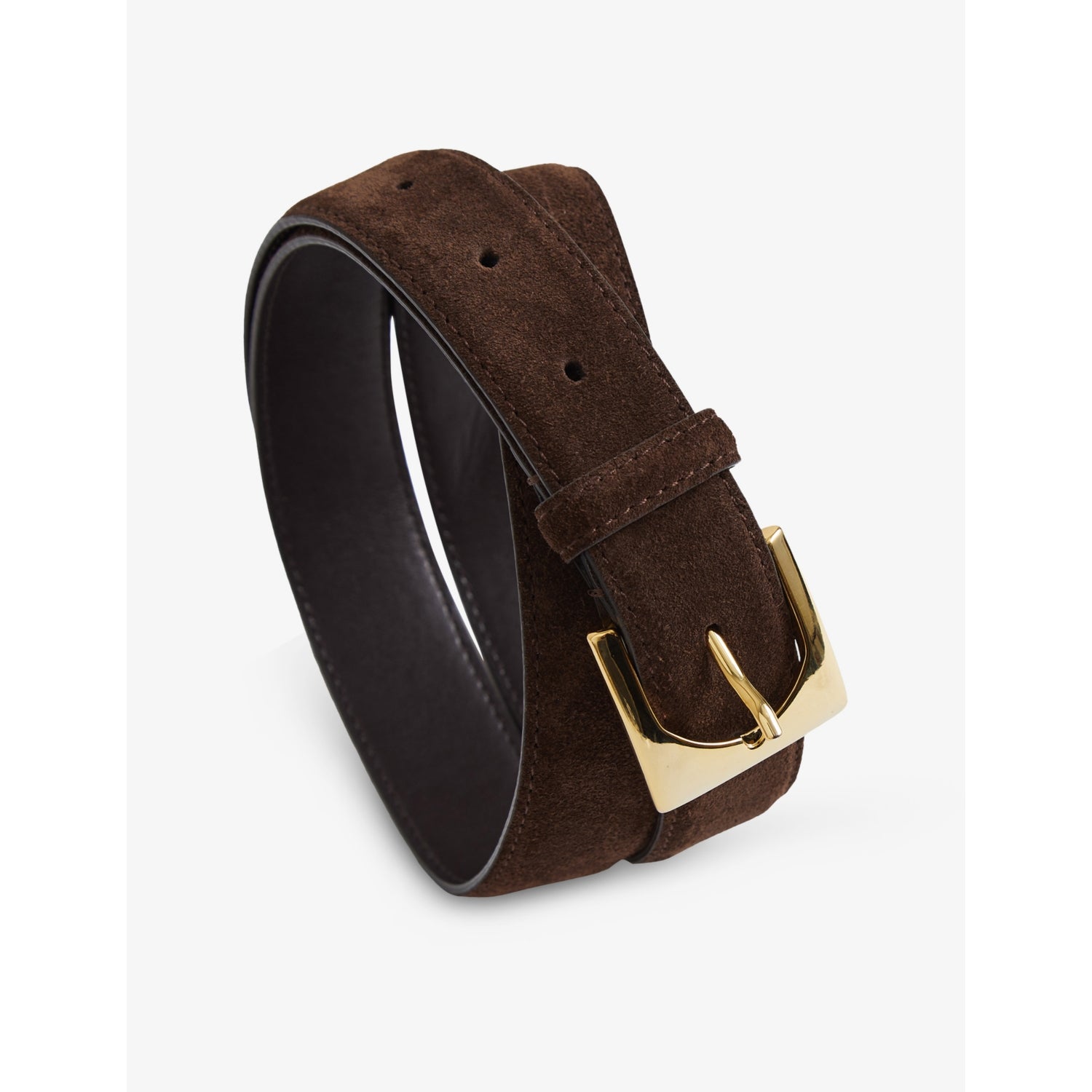 Reiss suede belt with gold-toned buckle, imported from the UK