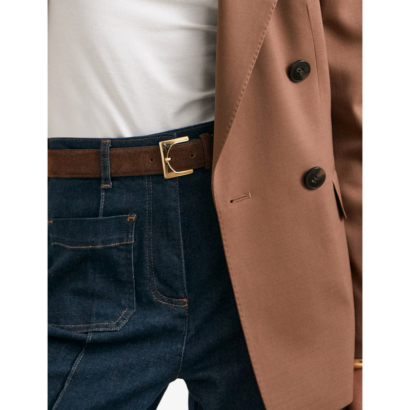 Reiss suede belt with gold-toned buckle, imported from the UK