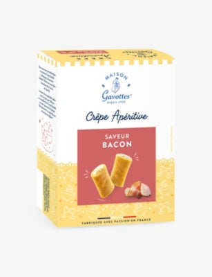 Maison Gavottes savoury mini crepe dentelle filled with bacon 110g, UK version