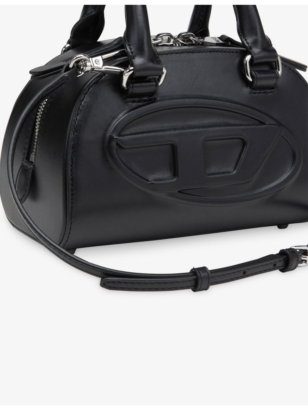 Diesel leather cross-body bag with curved dome shape, UK version