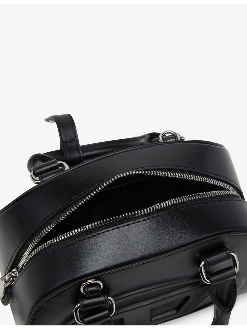 Diesel leather cross-body bag with curved dome shape, UK version