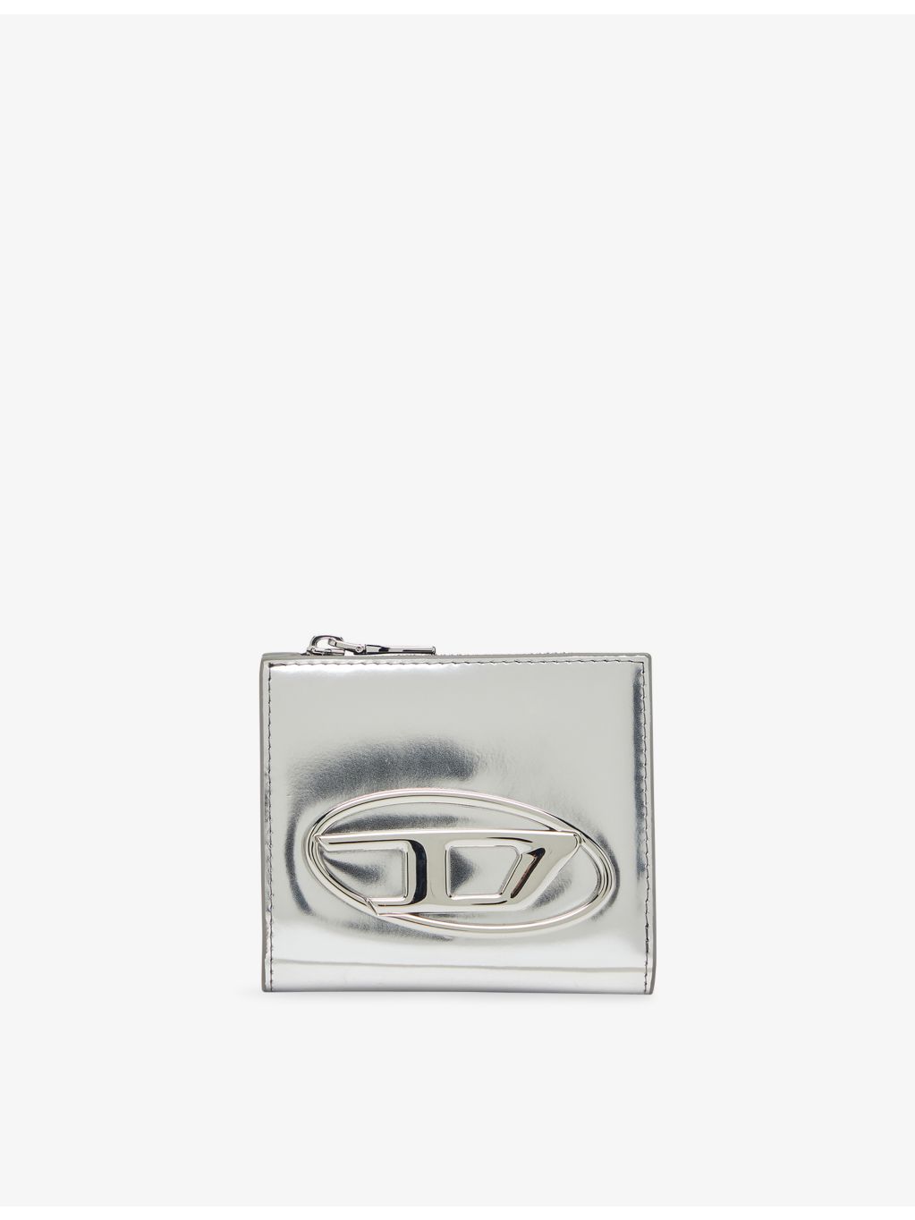 Diesel mirrored leather bi-fold wallet with coin zip, imported from the UK