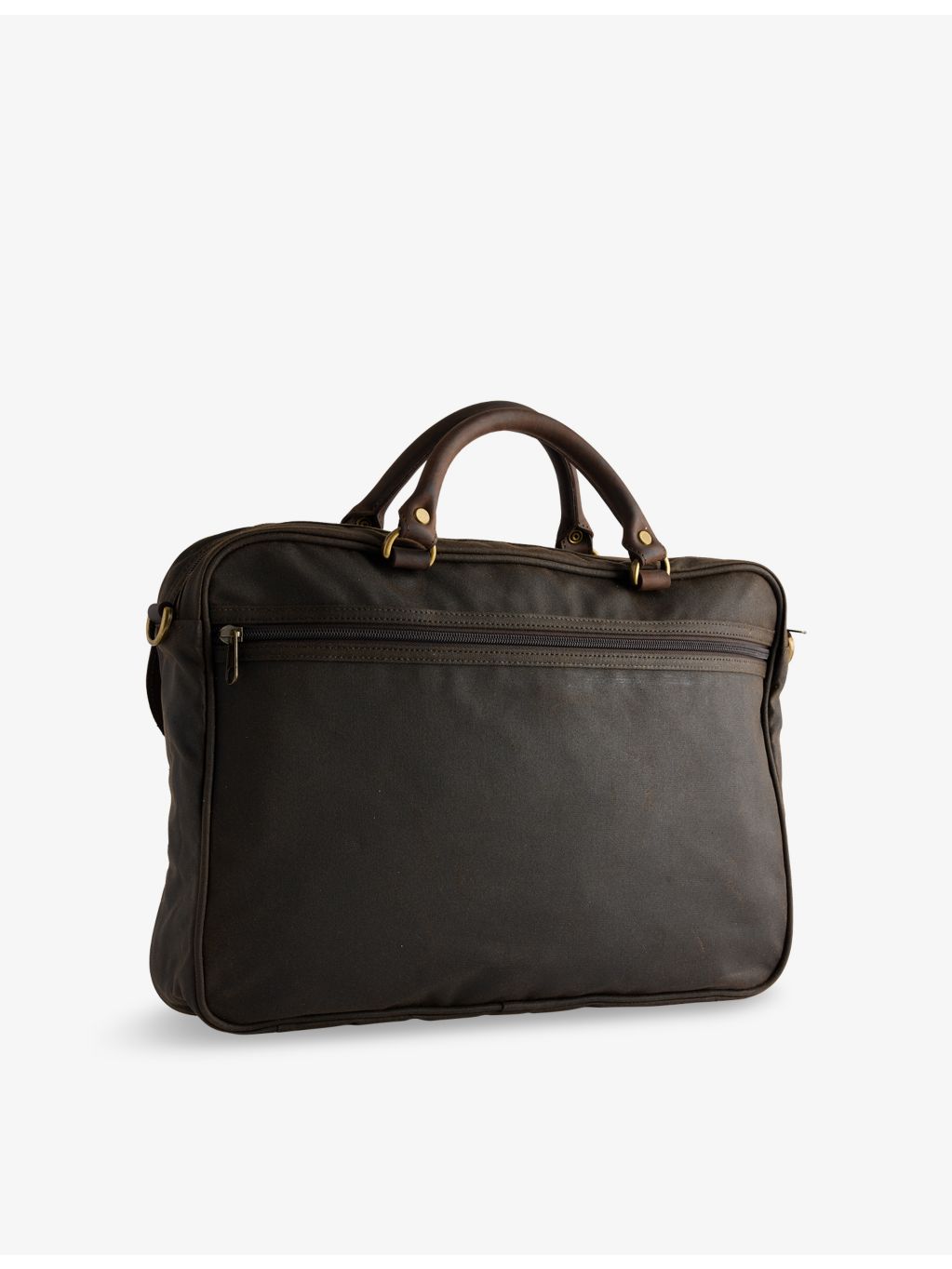 Barbour waxed cotton briefcase with leather trims - British product