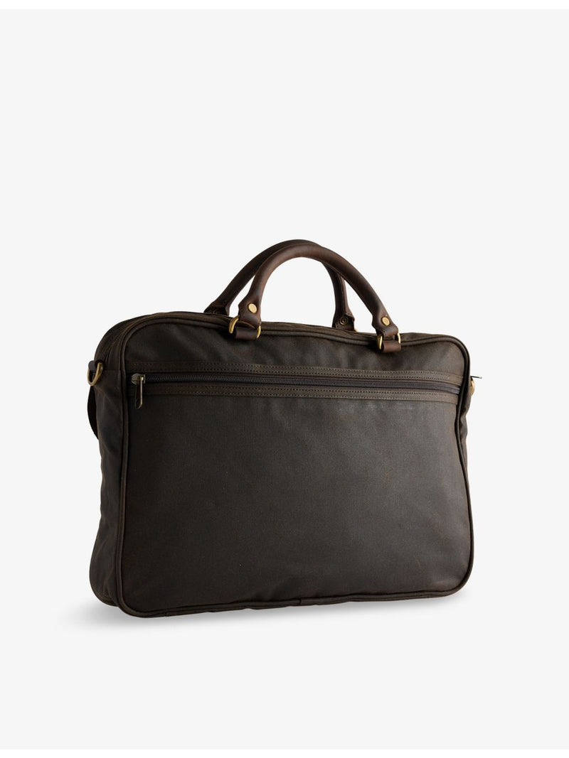 Barbour waxed cotton briefcase with leather trims - British product