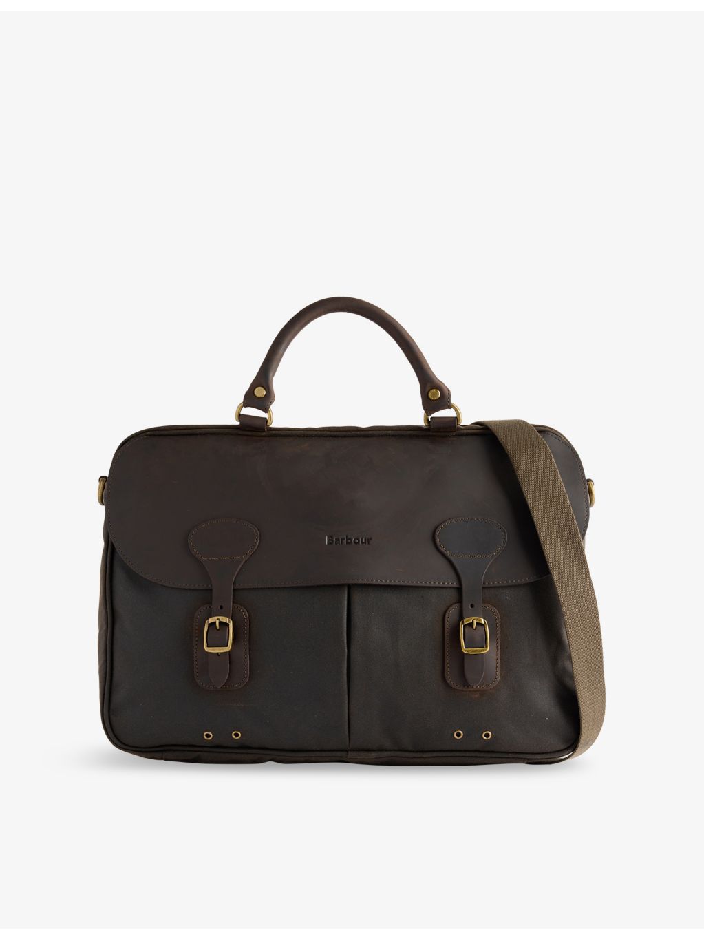 Barbour waxed cotton briefcase with leather trims - British product