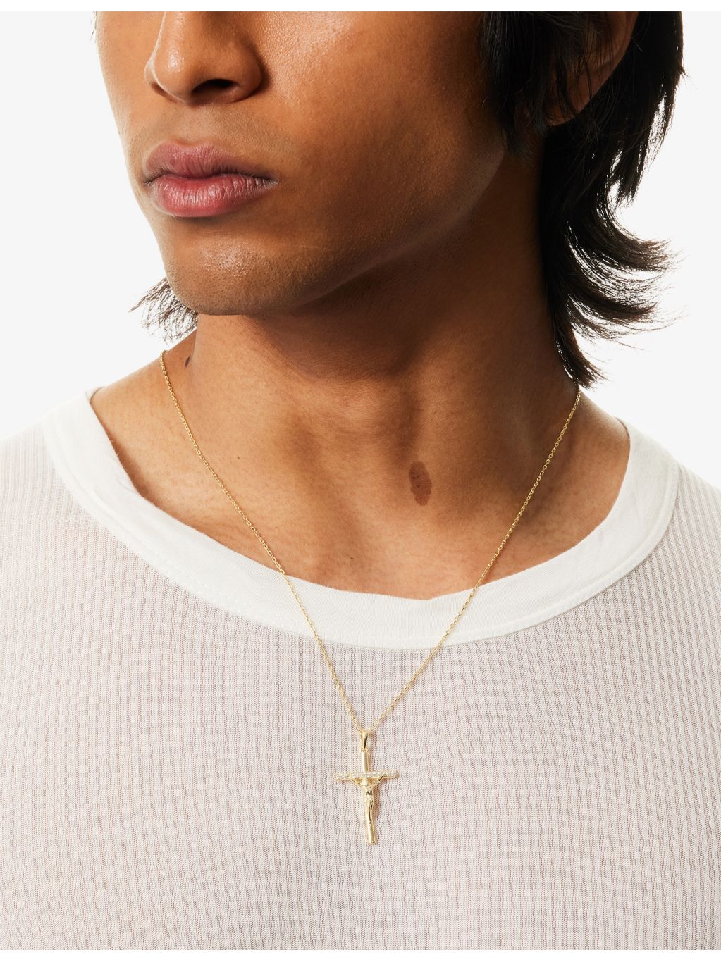 Common Lines cubic zirconia cross necklace 55cm, imported from the UK