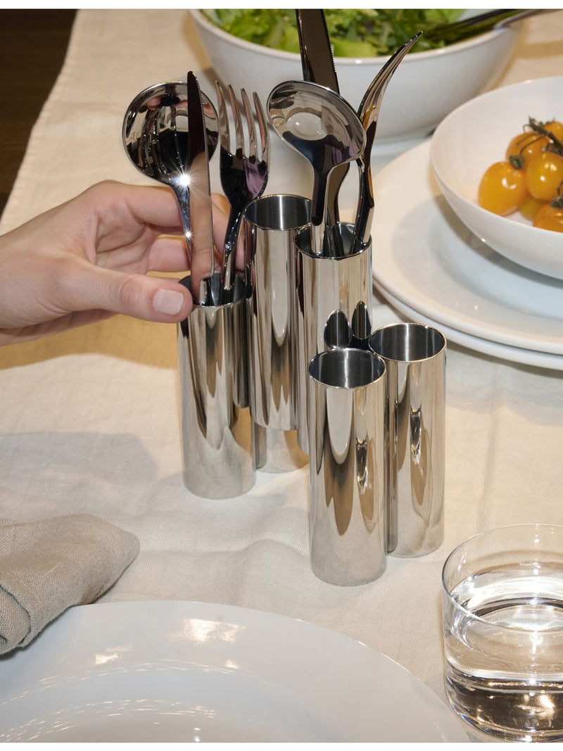 Alessi Canale six-piece stainless steel cutlery holder, imported from the UK