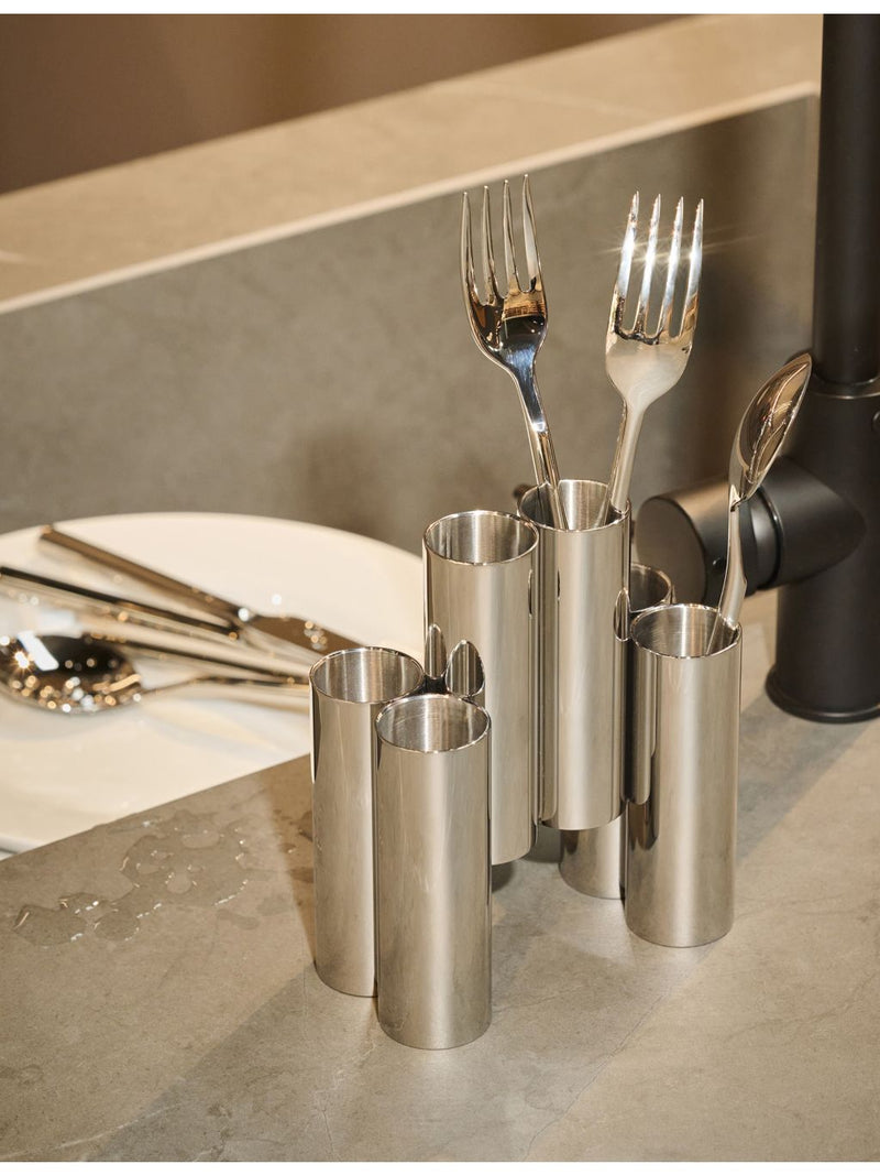 Alessi Canale six-piece stainless steel cutlery holder, imported from the UK