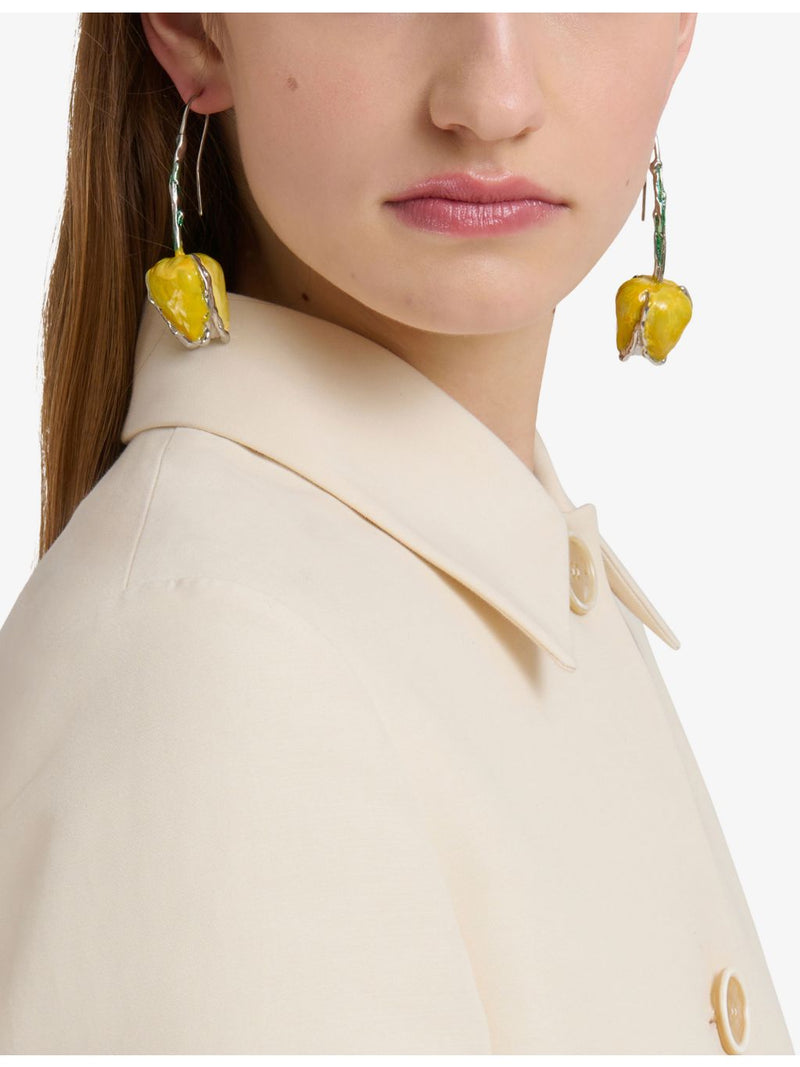 Marni tulip enamelled drop earrings in copper, UK version