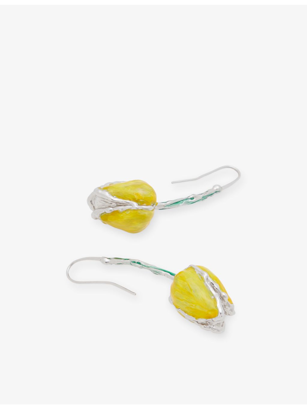 Marni tulip enamelled drop earrings in copper, UK version