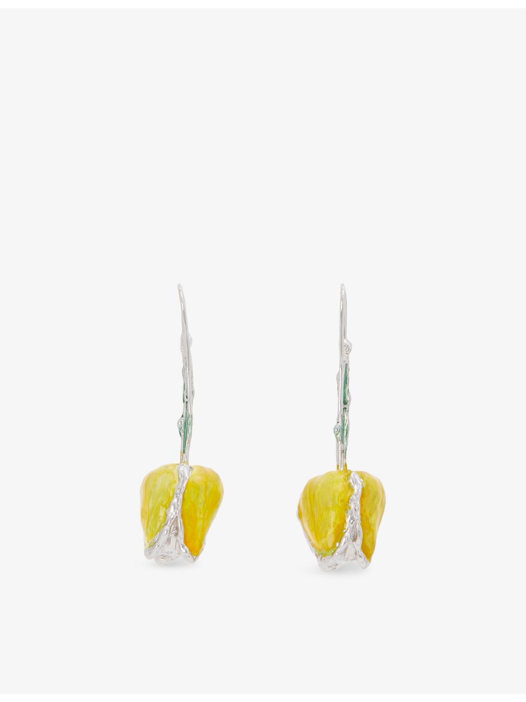 Marni tulip enamelled drop earrings in copper, UK version