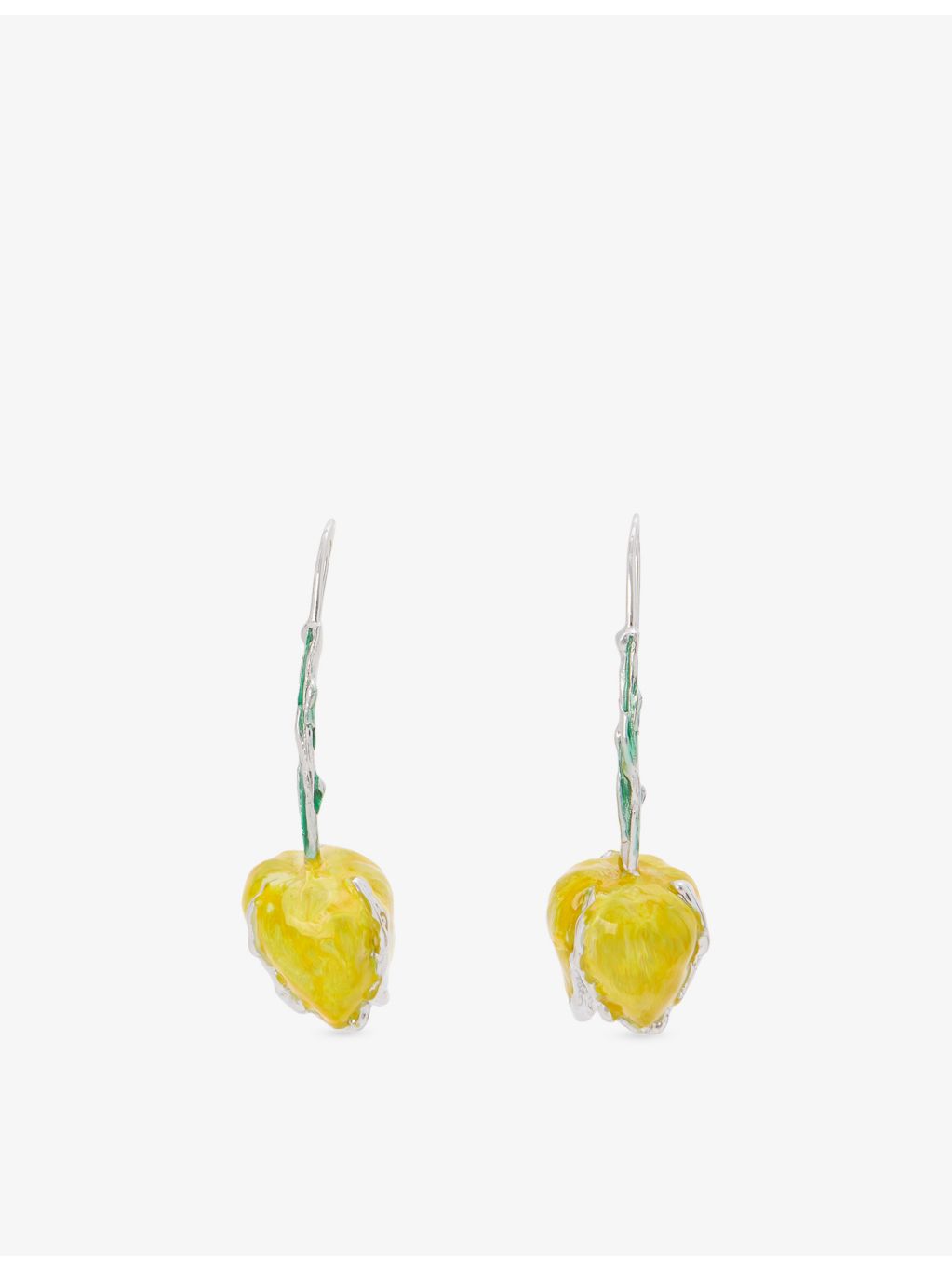Marni tulip enamelled drop earrings in copper, UK version