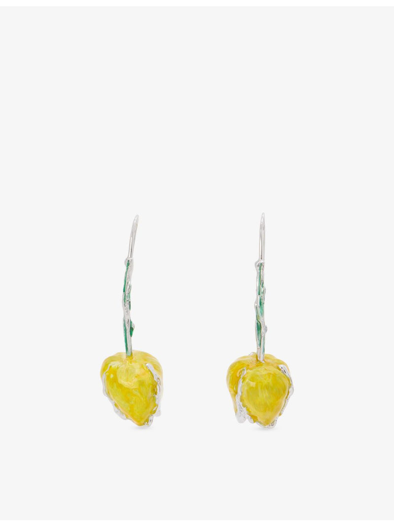 Marni tulip enamelled drop earrings in copper, UK version
