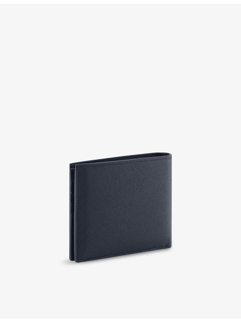 BVLGARI bi-fold leather wallet with metal orb logo (British brand)