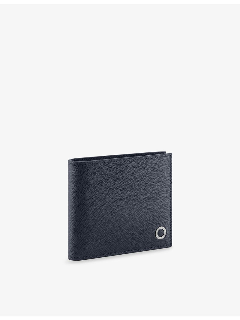 BVLGARI bi-fold leather wallet with metal orb logo (British brand)