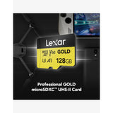 Lexar Professional Gold microSDXC UHS-II 128GB memory card (British brand)
