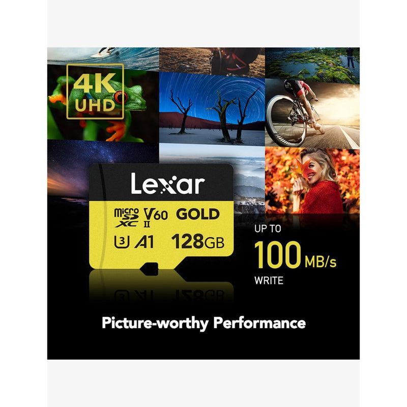 Lexar Professional Gold microSDXC UHS-II 128GB memory card (British brand)