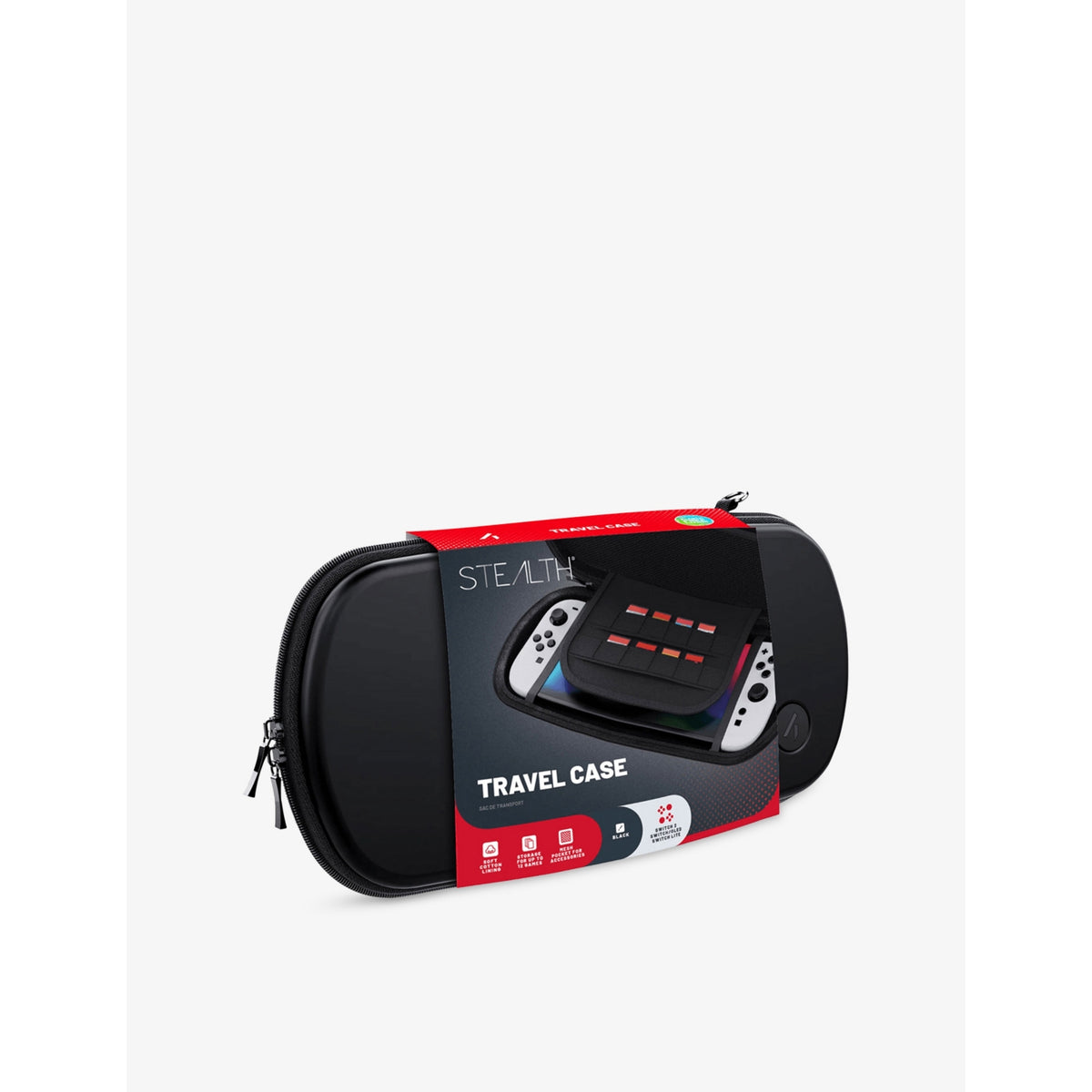 Hard-shell Nintendo Switch travel case with 12-game storage, UK version