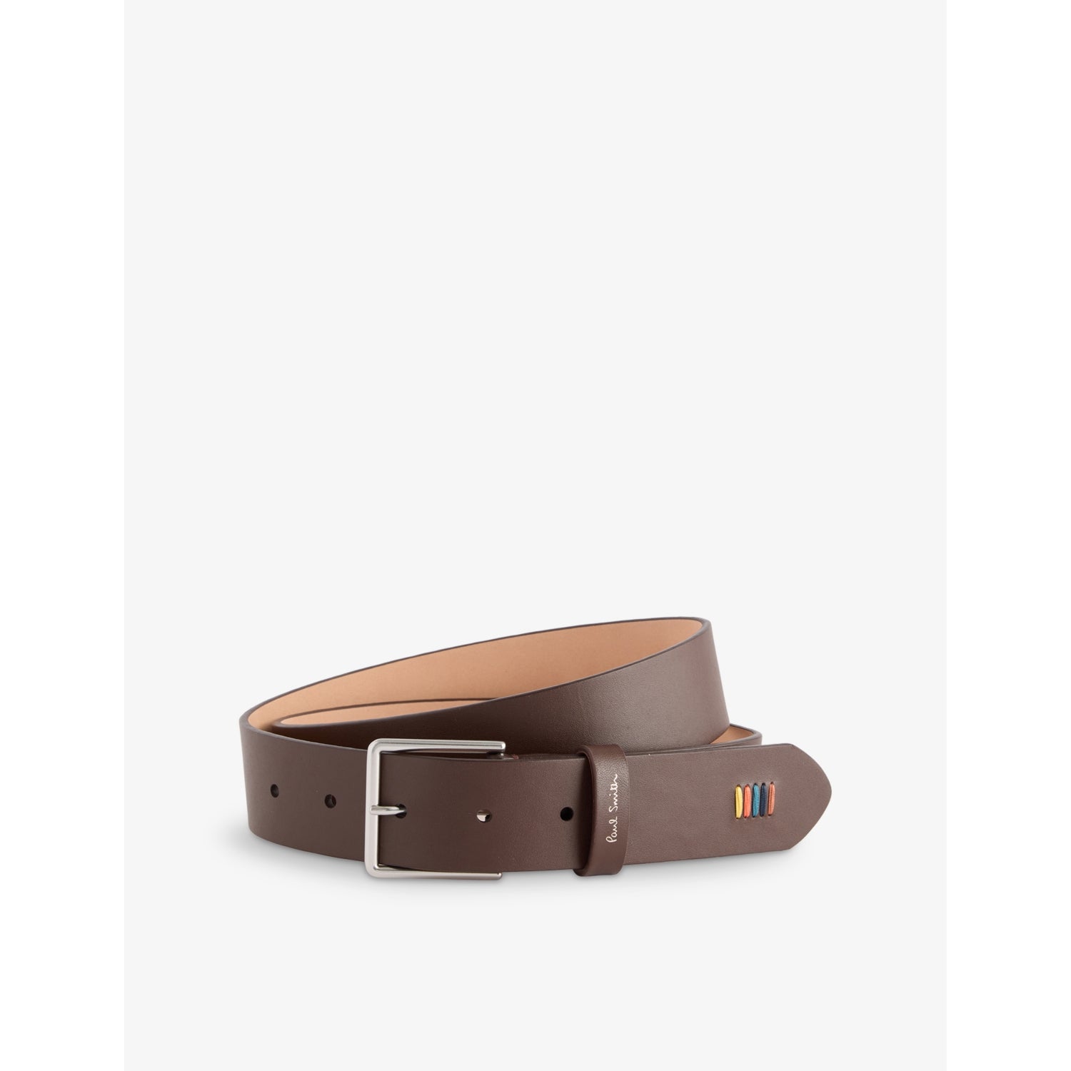 Branded Rainbow-Stitch Leather Belt - 32