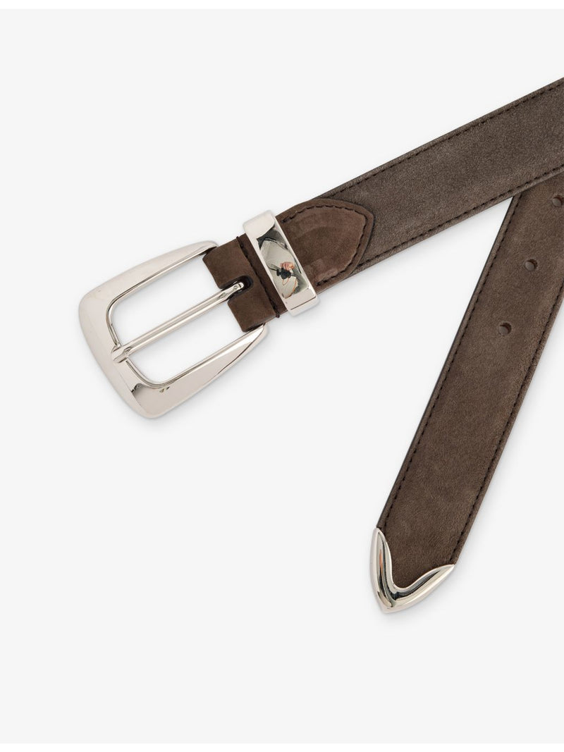 Khaite Benny suede belt with western buckle (British brand)