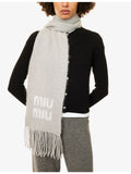 Miu Miu jacquard fringed mohair-blend scarf 185cm, UK version