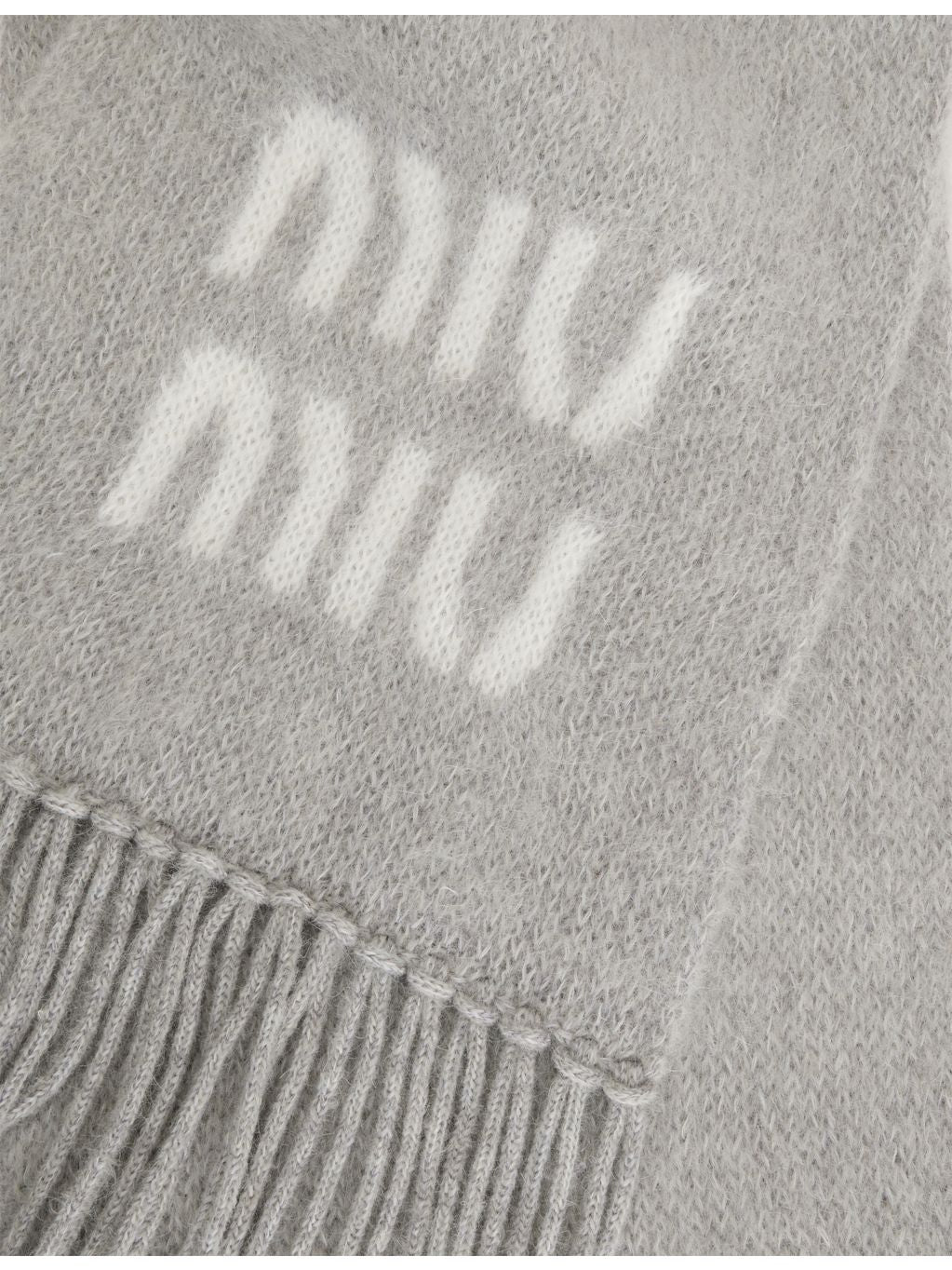 Miu Miu jacquard fringed mohair-blend scarf 185cm, UK version