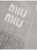 Miu Miu jacquard fringed mohair-blend scarf 185cm, UK version