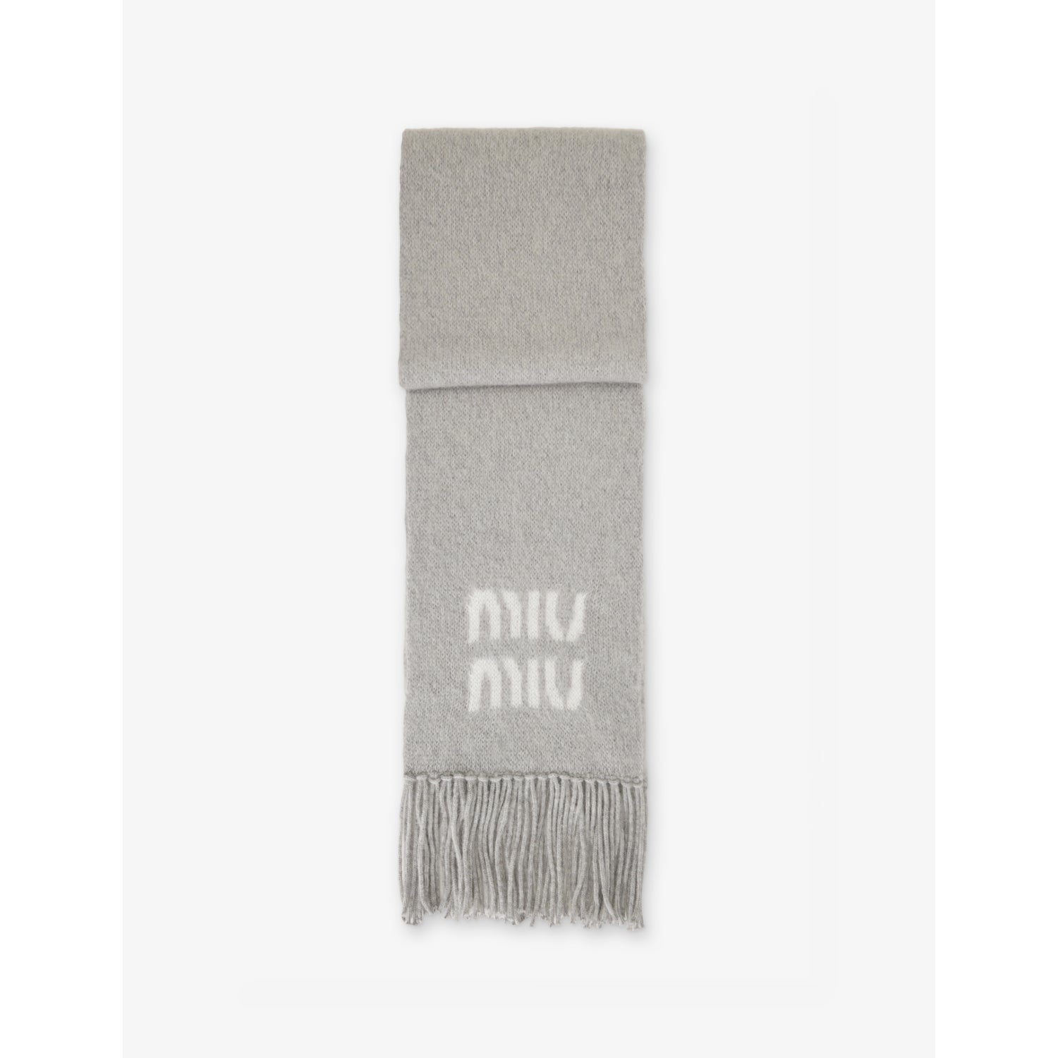 Miu Miu jacquard fringed mohair-blend scarf 185cm, UK version