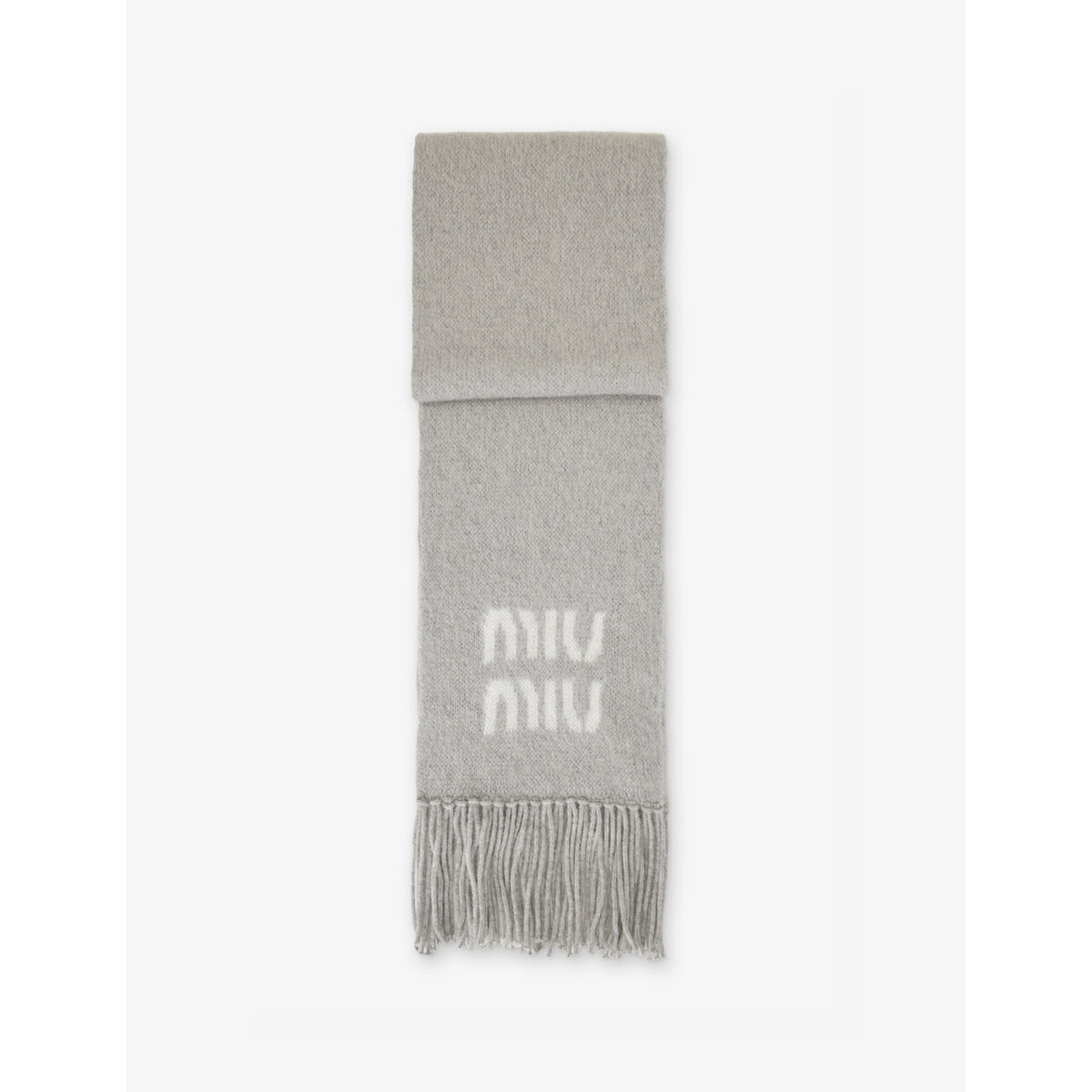 Miu Miu jacquard fringed mohair-blend scarf 185cm, UK version