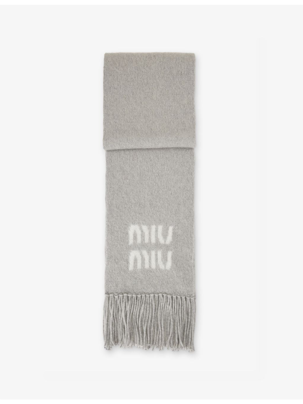 Miu Miu jacquard fringed mohair-blend scarf 185cm, UK version