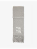 Miu Miu jacquard fringed mohair-blend scarf 185cm, UK version
