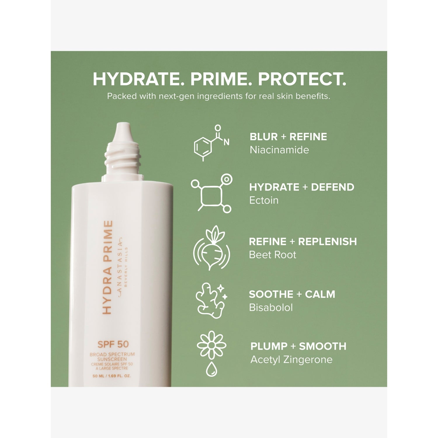Anastasia Beverly Hills Hydra Prime SPF50 Sunscreen 50ml (British brand)