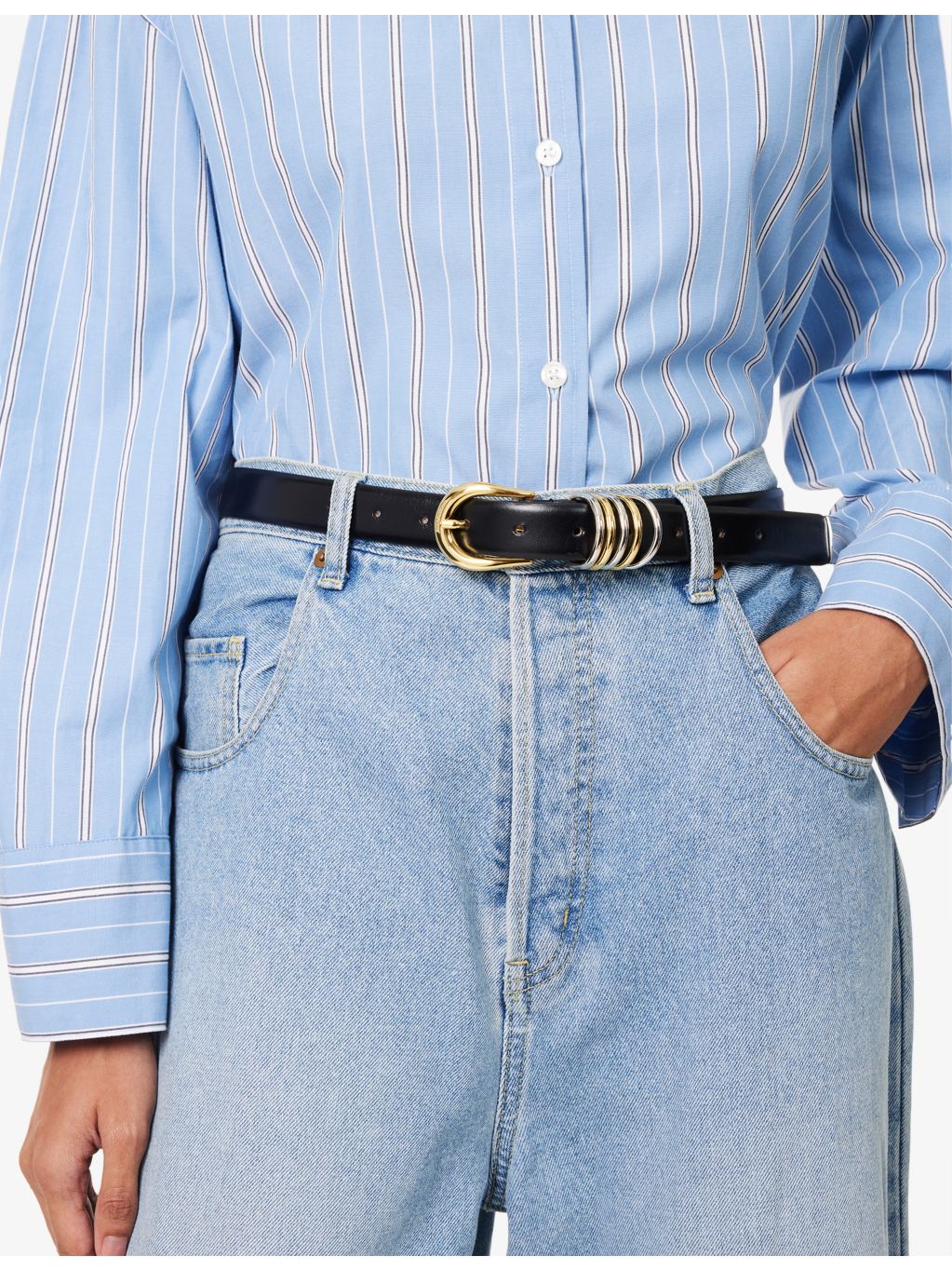 Hollyhock mixed metal calf leather belt, imported from the UK
