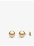 Yoko London 18ct gold golden pearl stud earrings 10-11mm - British product