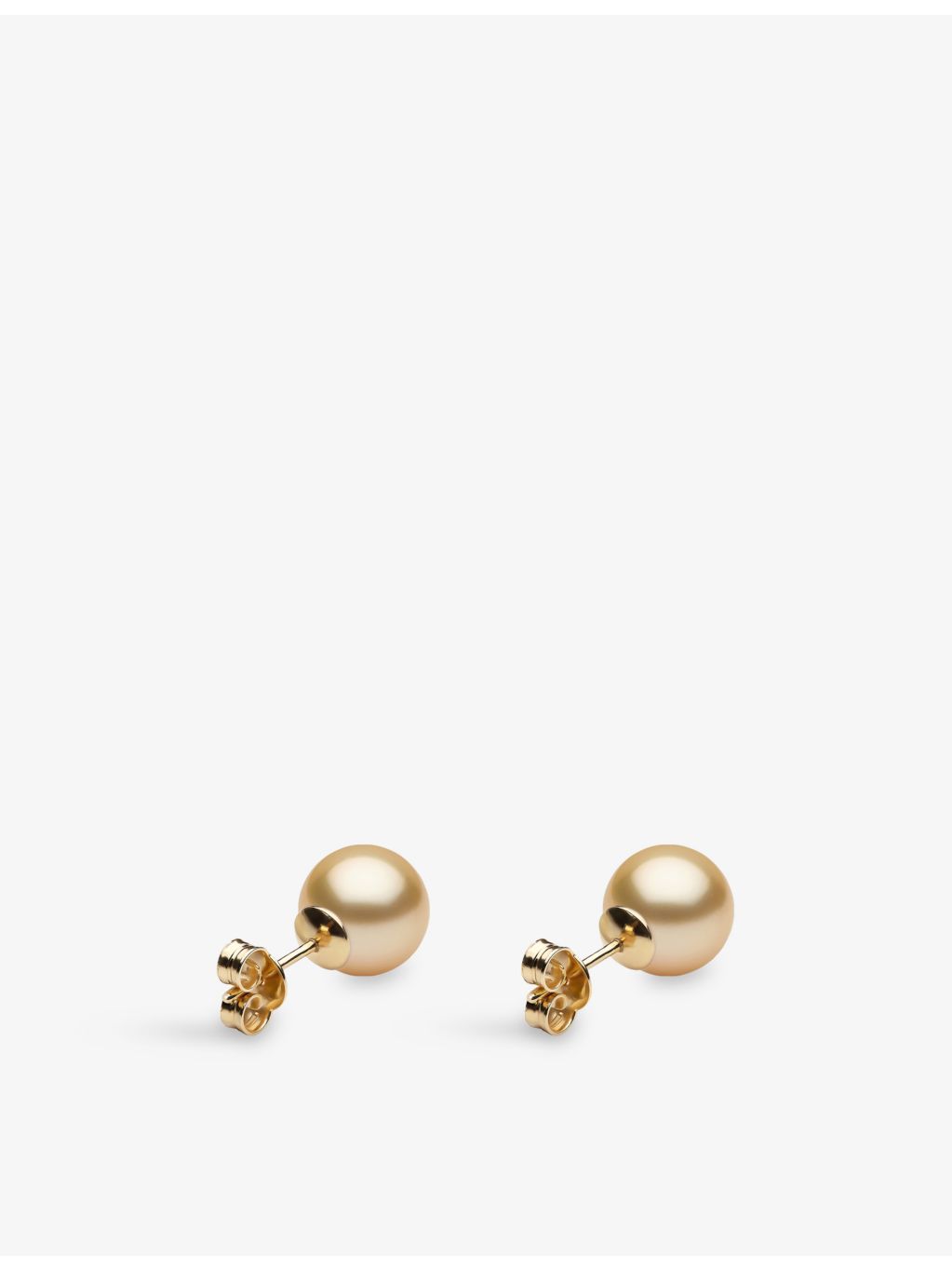 Yoko London 18ct gold golden pearl stud earrings 10-11mm - British product