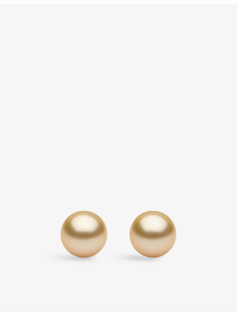 Yoko London 18ct gold golden pearl stud earrings 10-11mm - British product