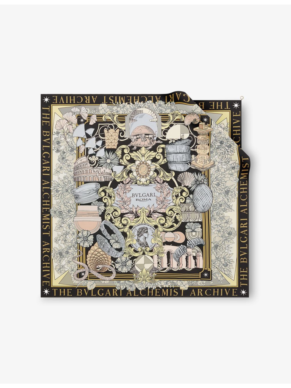 Bvlgari heritage graphic-print silk scarf 90cm, imported from the UK