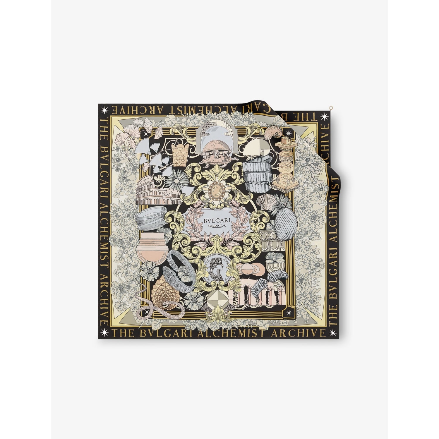 Bvlgari heritage graphic-print silk scarf 90cm, imported from the UK