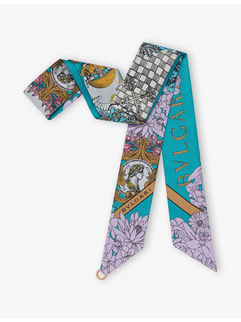 Bvlgari Heritage Alchemist slim silk scarf 120cm, imported from the UK