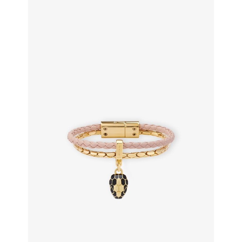 Serpenti Forever Yellow Gold-Plated Brass And Leather Bracelet - XS