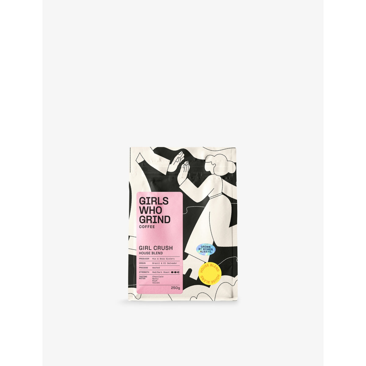 Girls Who Grind Coffee Crush whole bean coffee 250g, UK version